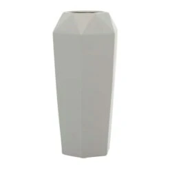 14" Light Gray Matte Stoneware Contemporary Vase -Flowers Michael Store D401582S 1 1