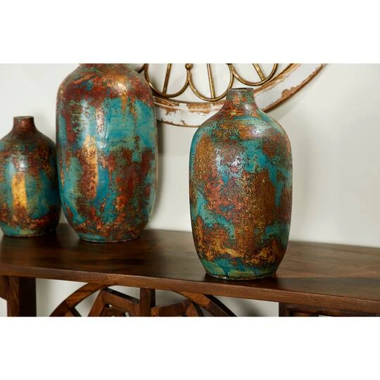 16" Blue Ceramic Rustic Vase 10 16" Blue Ceramic Rustic Vase - Image 8