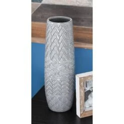 16" Gray Stoneware Eclectic Vase -Flowers Michael Store D401593S 5