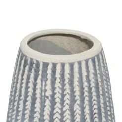 White Stoneware Farmhouse Vase -Flowers Michael Store D401603S 4