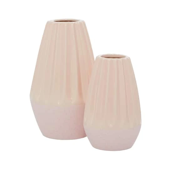 Pink Ceramic Contemporary Vase Set 4 Pink Ceramic Contemporary Vase Set - Image 2