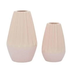 Pink Ceramic Contemporary Vase Set 12 Pink Ceramic Contemporary Vase Set -Flowers Michael Store D401606S 2