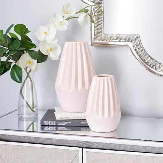Pink Ceramic Contemporary Vase Set 10 Pink Ceramic Contemporary Vase Set - Image 8