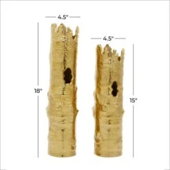 CosmoLiving By Cosmopolitan Gold Aluminum Vase Set -Flowers Michael Store D404770S 8