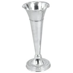 15" Silver Aluminum Traditional Vase