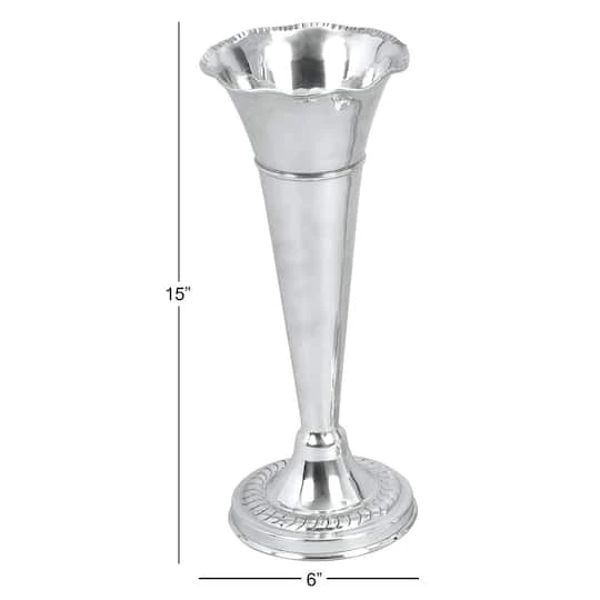 15" Silver Aluminum Traditional Vase 7 15" Silver Aluminum Traditional Vase - Image 5