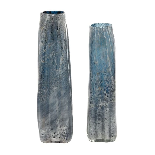 Blue Glass Contemporary Vase Set 5 Blue Glass Contemporary Vase Set - Image 3
