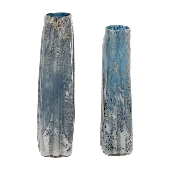 Blue Glass Contemporary Vase Set 9 Blue Glass Contemporary Vase Set - Image 7