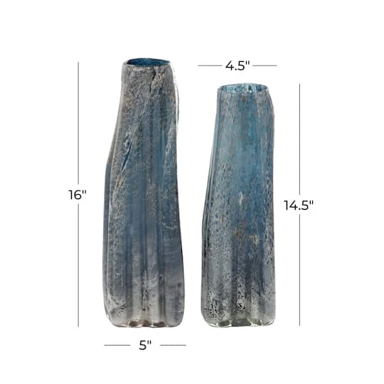 Blue Glass Contemporary Vase Set 10 Blue Glass Contemporary Vase Set - Image 8