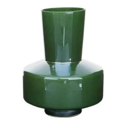 12" Jade Green Magician's Hat Modern Glass Vase