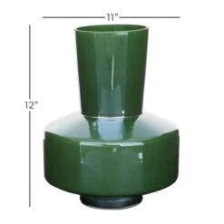 12" Jade Green Magician's Hat Modern Glass Vase -Flowers Michael Store D405032S 5
