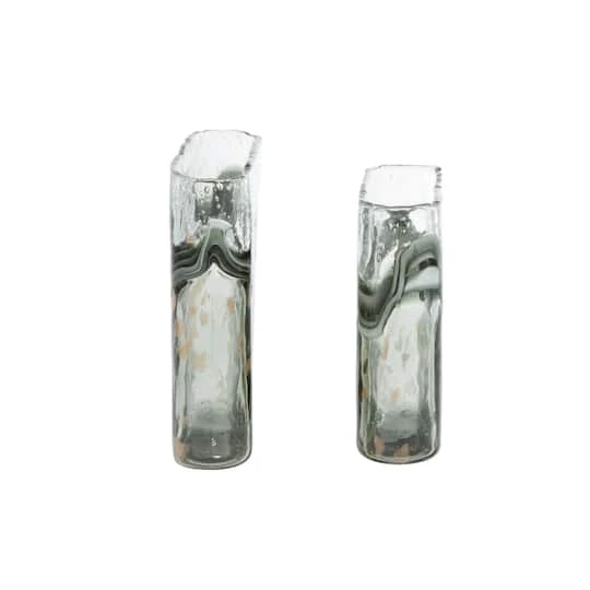 Gray Glass Contemporary Vase Set 6 Gray Glass Contemporary Vase Set - Image 4