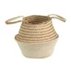14'' Cream & Natural Cotton & Jute Boho Chic Belly Basket Planter -Flowers Michael Store D478444S 1