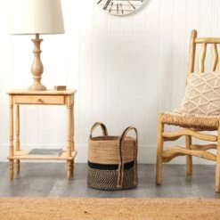 13'' Black Bottom Natural Cotton & Jute Boho Chic Basket Planter -Flowers Michael Store D478446S 8