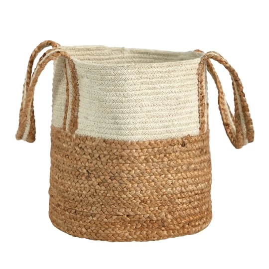 14'' Natural Cotton & Jute Boho Chic Basket Planter 3 14'' Natural Cotton & Jute Boho Chic Basket Planter