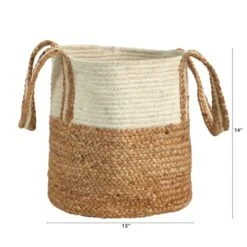 14'' Natural Cotton & Jute Boho Chic Basket Planter 10 14'' Natural Cotton & Jute Boho Chic Basket Planter -Flowers Michael Store D478448S 2