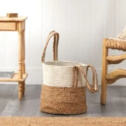 14'' Natural Cotton & Jute Boho Chic Basket Planter 9 14'' Natural Cotton & Jute Boho Chic Basket Planter -Flowers Michael Store D478448S 6