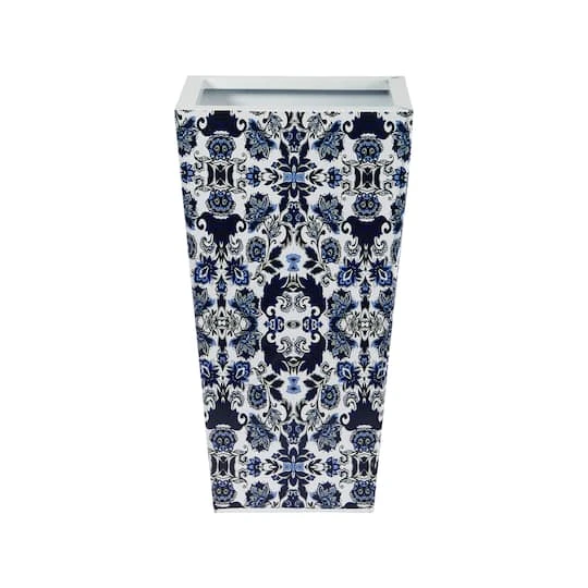18" Oriental Blue And White Classic Metal Planter 3 18" Oriental Blue And White Classic Metal Planter