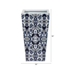 18" Oriental Blue And White Classic Metal Planter 8 18" Oriental Blue And White Classic Metal Planter -Flowers Michael Store D478452S 2