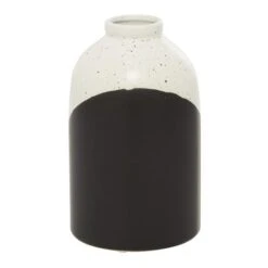 Black Ceramic Contemporary Vase, 10" X 6" X 6" -Flowers Michael Store D490011S 6