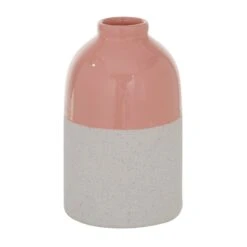 Pink Ceramic Modern Vase, 10" X 6" X 6"