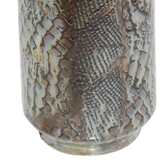 Silver Ceramic Contemporary Vase, 31" X 8" X 8" 7 Silver Ceramic Contemporary Vase, 31" X 8" X 8" - Image 5