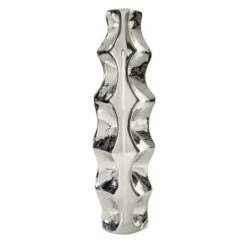 Silver Ceramic Modern Vase, 14" X 8" X 4" -Flowers Michael Store D490025S 2