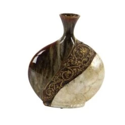 Brown Ceramic Traditional Vase, 14" X 11" X 3" -Flowers Michael Store D490034S 2