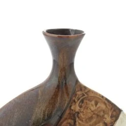 Brown Ceramic Traditional Vase, 14" X 11" X 3" -Flowers Michael Store D490034S 7