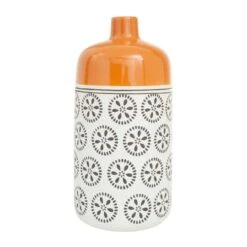 White Stoneware Transitional Vase, 15" X 9" X 8" 12 White Stoneware Transitional Vase, 15" X 9" X 8" -Flowers Michael Store D490053S 2