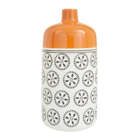 White Stoneware Transitional Vase, 15" X 9" X 8" 8 White Stoneware Transitional Vase, 15" X 9" X 8" - Image 6