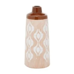 Tan Porcelain Traditional Vase 12" X 5" X 5"