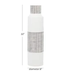 CosmoLiving By Cosmopolitan White Ceramic Modern Vase, 6" X 22" -Flowers Michael Store D490069S 4