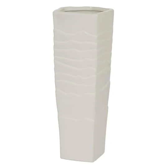 White Ceramic Contemporary Vase, 13" X 5" X 5" 4 White Ceramic Contemporary Vase, 13" X 5" X 5" - Image 2