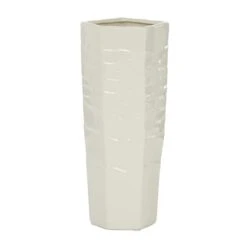 White Ceramic Contemporary Vase, 13" X 5" X 5" 11 White Ceramic Contemporary Vase, 13" X 5" X 5" -Flowers Michael Store D490071S 2