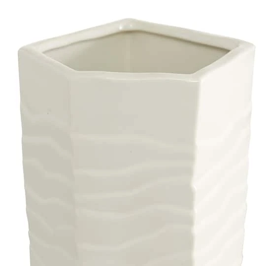 White Ceramic Contemporary Vase, 13" X 5" X 5" 6 White Ceramic Contemporary Vase, 13" X 5" X 5" - Image 4