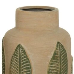 Set Of 2 Beige Stoneware Coastal Style Vase, 11", 14" 13 Set Of 2 Beige Stoneware Coastal Style Vase, 11", 14" -Flowers Michael Store D490074S 4