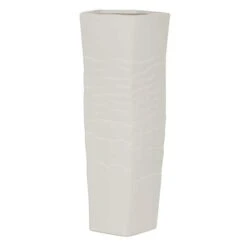 White Ceramic Contemporary Vase, 16" X 6" X 6"