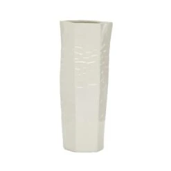 White Ceramic Contemporary Vase, 16" X 6" X 6" -Flowers Michael Store D490094S 2