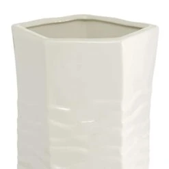 White Ceramic Contemporary Vase, 16" X 6" X 6" -Flowers Michael Store D490094S 3
