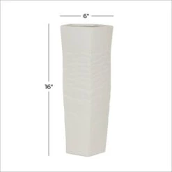 White Ceramic Contemporary Vase, 16" X 6" X 6" -Flowers Michael Store D490094S 5