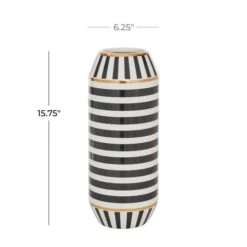 Black Ceramic Modern Vase, 16" X 6" X 6" 14 Black Ceramic Modern Vase, 16" X 6" X 6" -Flowers Michael Store D490097S 5