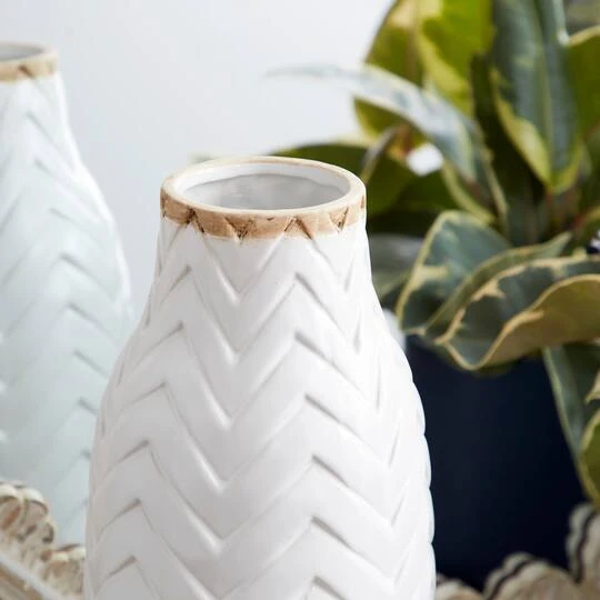 White Porcelain Coastal Style Vase, 7" X 16" 6 White Porcelain Coastal Style Vase, 7" X 16" - Image 4