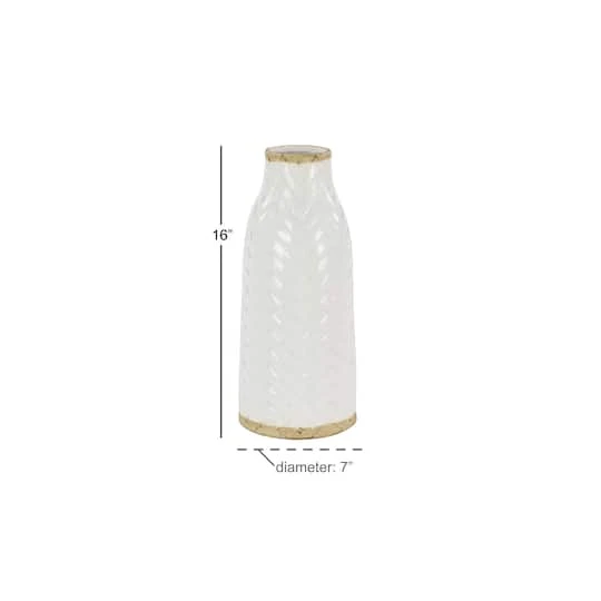 White Porcelain Coastal Style Vase, 7" X 16" 7 White Porcelain Coastal Style Vase, 7" X 16" - Image 5