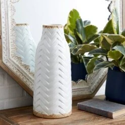White Porcelain Coastal Style Vase, 7" X 16" 13 White Porcelain Coastal Style Vase, 7" X 16" -Flowers Michael Store D492377S 5
