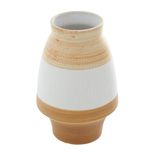 Tan Ceramic Coastal Style Vase, 13" X 9" X 9" 5 Tan Ceramic Coastal Style Vase, 13" X 9" X 9" - Image 3