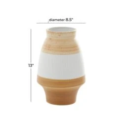 Tan Ceramic Coastal Style Vase, 13" X 9" X 9" 16 Tan Ceramic Coastal Style Vase, 13" X 9" X 9" -Flowers Michael Store D492379S 6