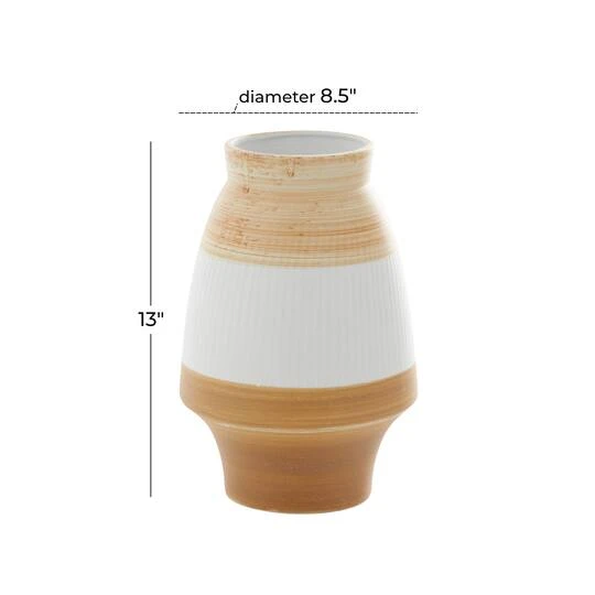Tan Ceramic Coastal Style Vase, 13" X 9" X 9" 9 Tan Ceramic Coastal Style Vase, 13" X 9" X 9" - Image 7