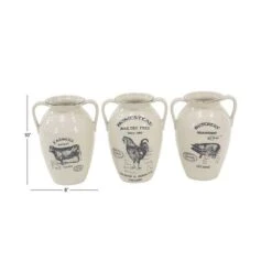 Set Of 3 White Porcelain Farmhouse Vase, 8" X 10" 27 Set Of 3 White Porcelain Farmhouse Vase, 8" X 10" -Flowers Michael Store D492383S 11