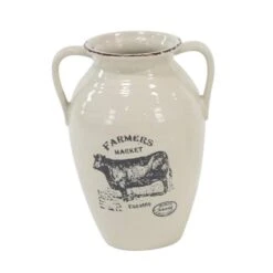 Set Of 3 White Porcelain Farmhouse Vase, 8" X 10" 19 Set Of 3 White Porcelain Farmhouse Vase, 8" X 10" -Flowers Michael Store D492383S 3